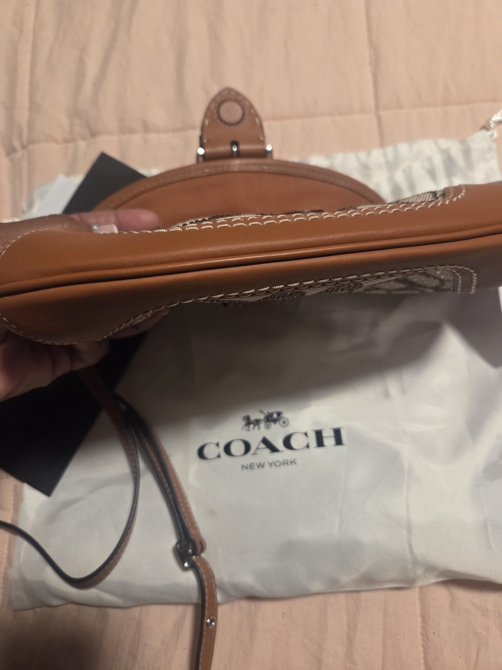 Coach Tan Signature Canvas Clutch - Picture 3 of 6